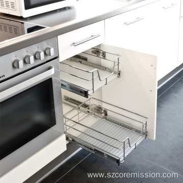 2x40cm Built-in Telescopic Pull-out Kitchen Drawer Basket